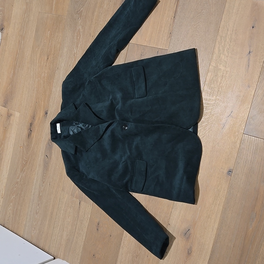 Women's Forest Green Corduroy Blazer Oversized Suit Jacket